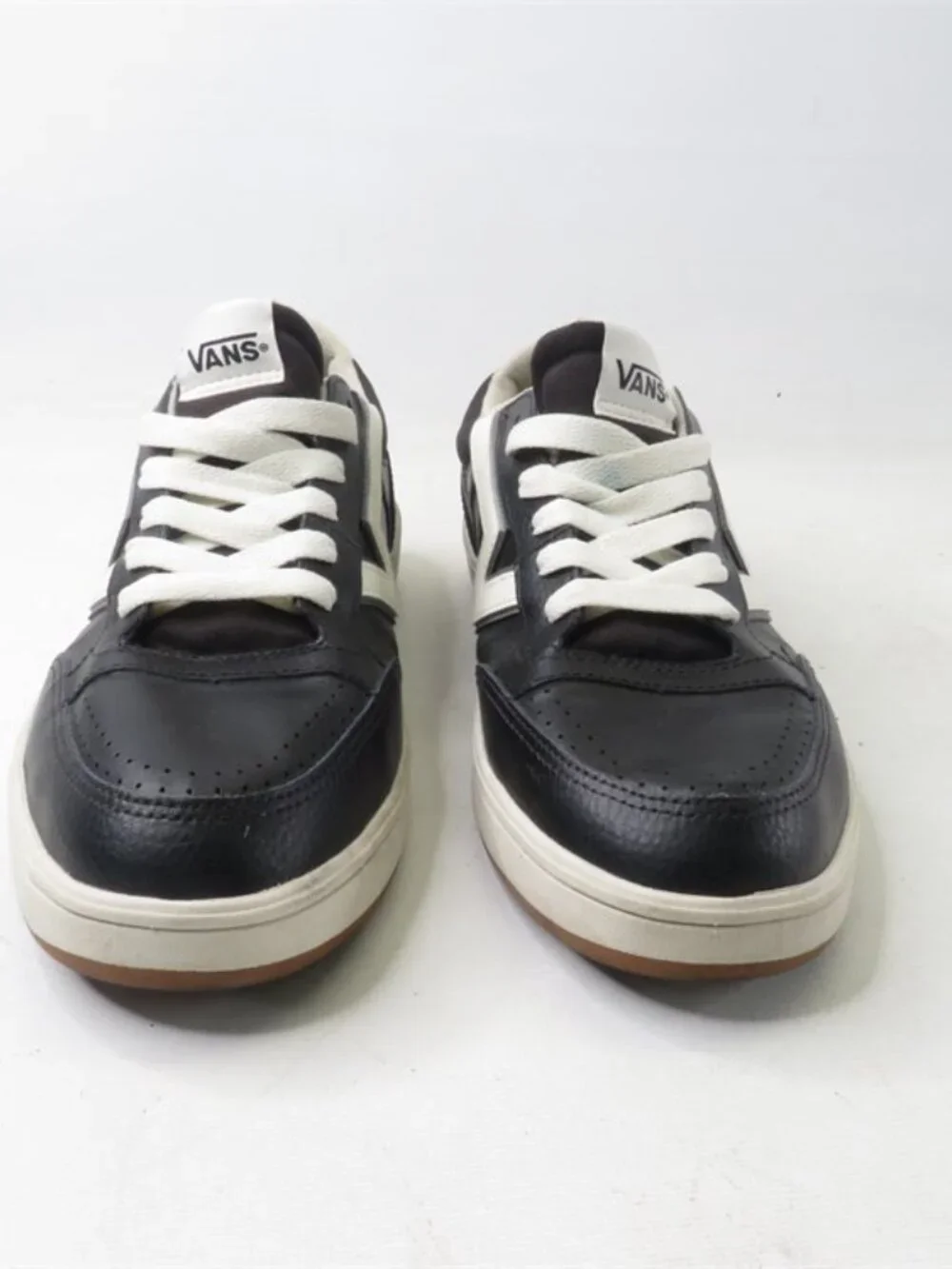 Vans Lowland CC Leather Sneakers Black White Retro Flying V Men's Size 12 Skate